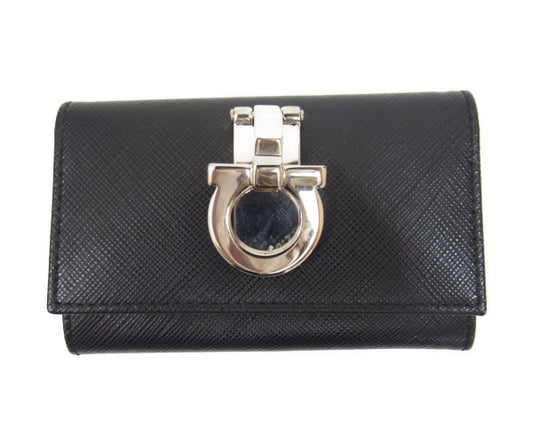 Salvatore Ferragamo サルヴァトーレフェラガモ ガンチーニ 6連 レザー キーケース ブラック系【中古】