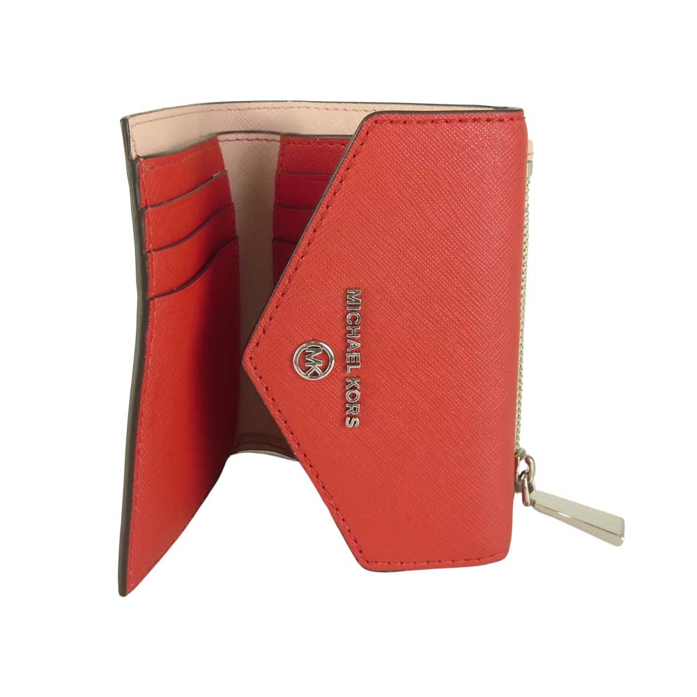 Michael Kors マイケルコース JET SET CHARM ジェットセット チャーム ミディアム エンベロープ カードウォレット レッド系 ピンク系【美品】【中古】