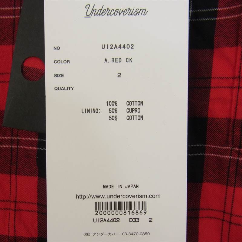 UNDERCOVER アンダーカバー 21AW 2A4402 UNDERCOVERISM アンダーカバイズム コットン チェック シャツ レッド系 2【新古品】【未使用】【中古】