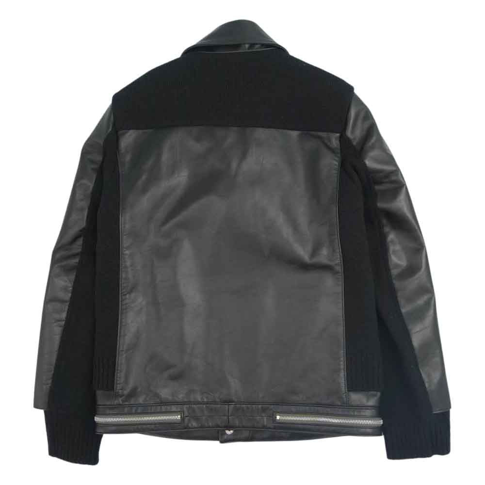 UNDERCOVER アンダーカバー 21AW UC2A4207 KN カーデ MIX レザー ライダース ニット ドッキング ライダース ジャケット ブラック系 1【美品】【中古】
