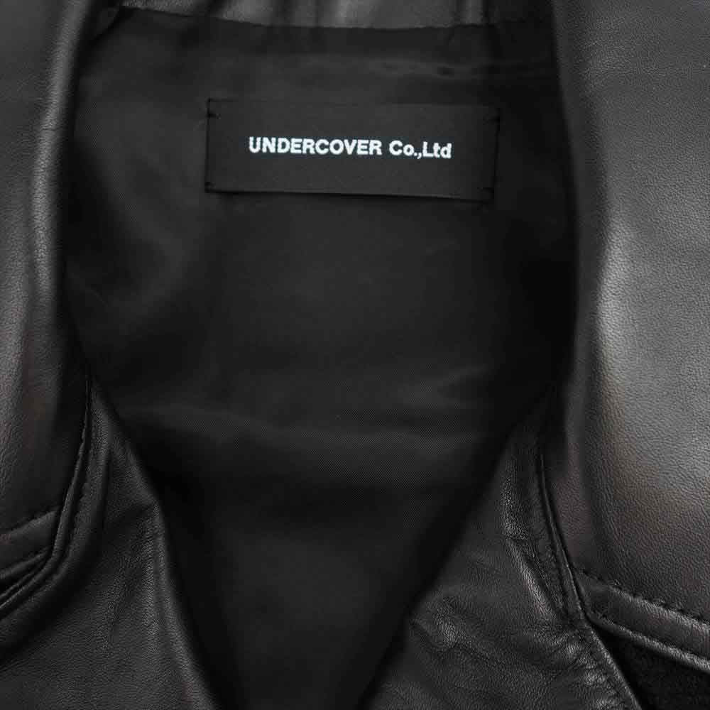 UNDERCOVER アンダーカバー 21AW UC2A4207 KN カーデ MIX レザー ライダース ニット ドッキング ライダース ジャケット ブラック系 1【美品】【中古】