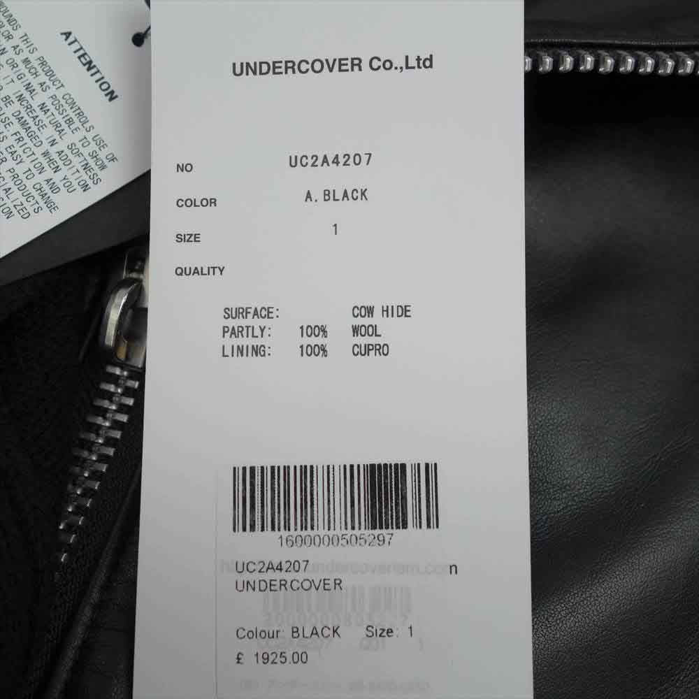 UNDERCOVER アンダーカバー 21AW UC2A4207 KN カーデ MIX レザー ライダース ニット ドッキング ライダース ジャケット ブラック系 1【美品】【中古】