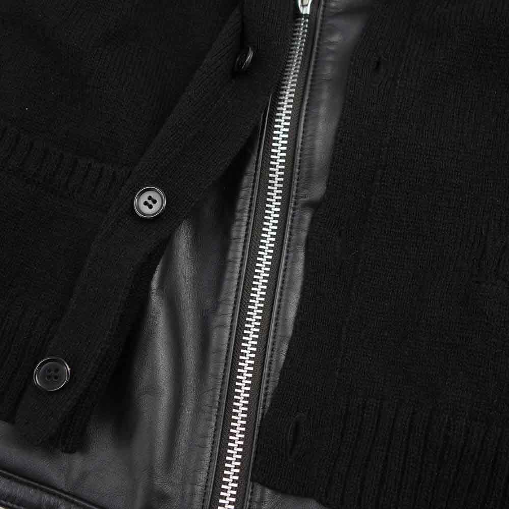 UNDERCOVER アンダーカバー 21AW UC2A4207 KN カーデ MIX レザー ライダース ニット ドッキング ライダース ジャケット ブラック系 1【美品】【中古】