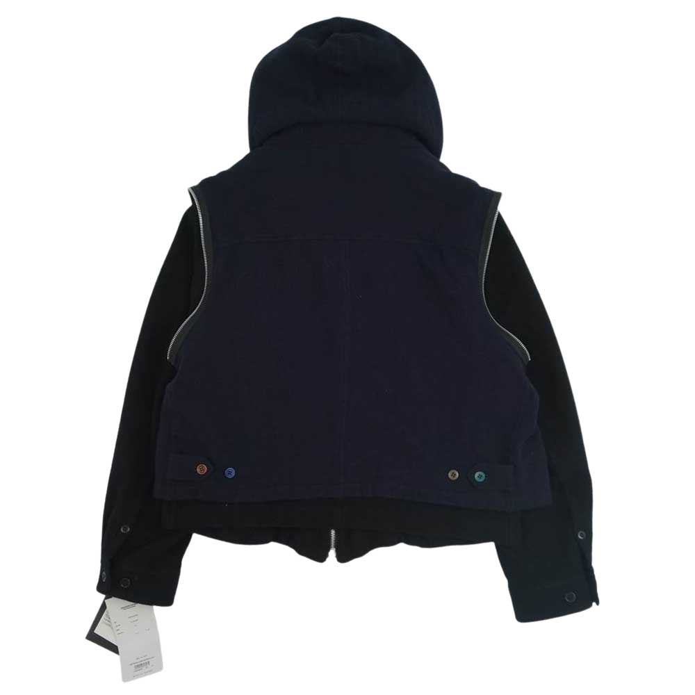 UNDERCOVER アンダーカバー 21AW UC2A4208 縮絨 ウール フード レイヤード ブルゾン ジャケット ネイビー系 ブラック系 2【美品】【中古】