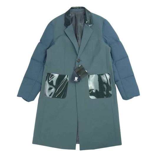 UNDERCOVER アンダーカバー 21AW UC2A4305 ロゴ シングル コート 袖 ダウン 切替 コート ブルー系【極上美品】【中古】