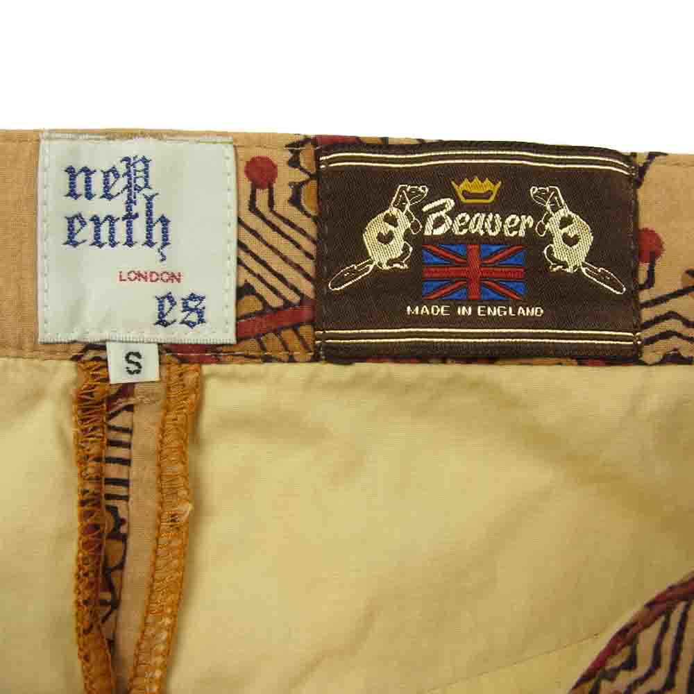 NEPENTHES ネペンテス Beaver ビーバー 英国製 総柄 ショーツ ハーフパンツ ベージュ系 S【中古】
