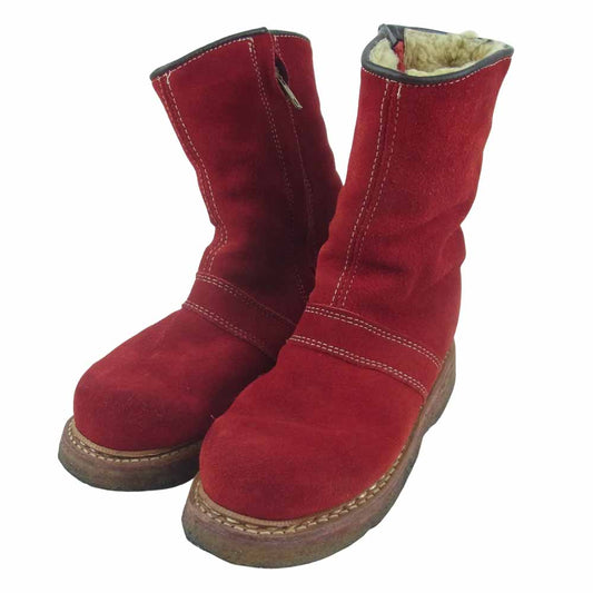 エルレセロ NEPENTHES別注 ネペンテス クロージングブーツ スエード 内ボア サイドジップ ブーツ レッド系 実寸23cm程度【中古】