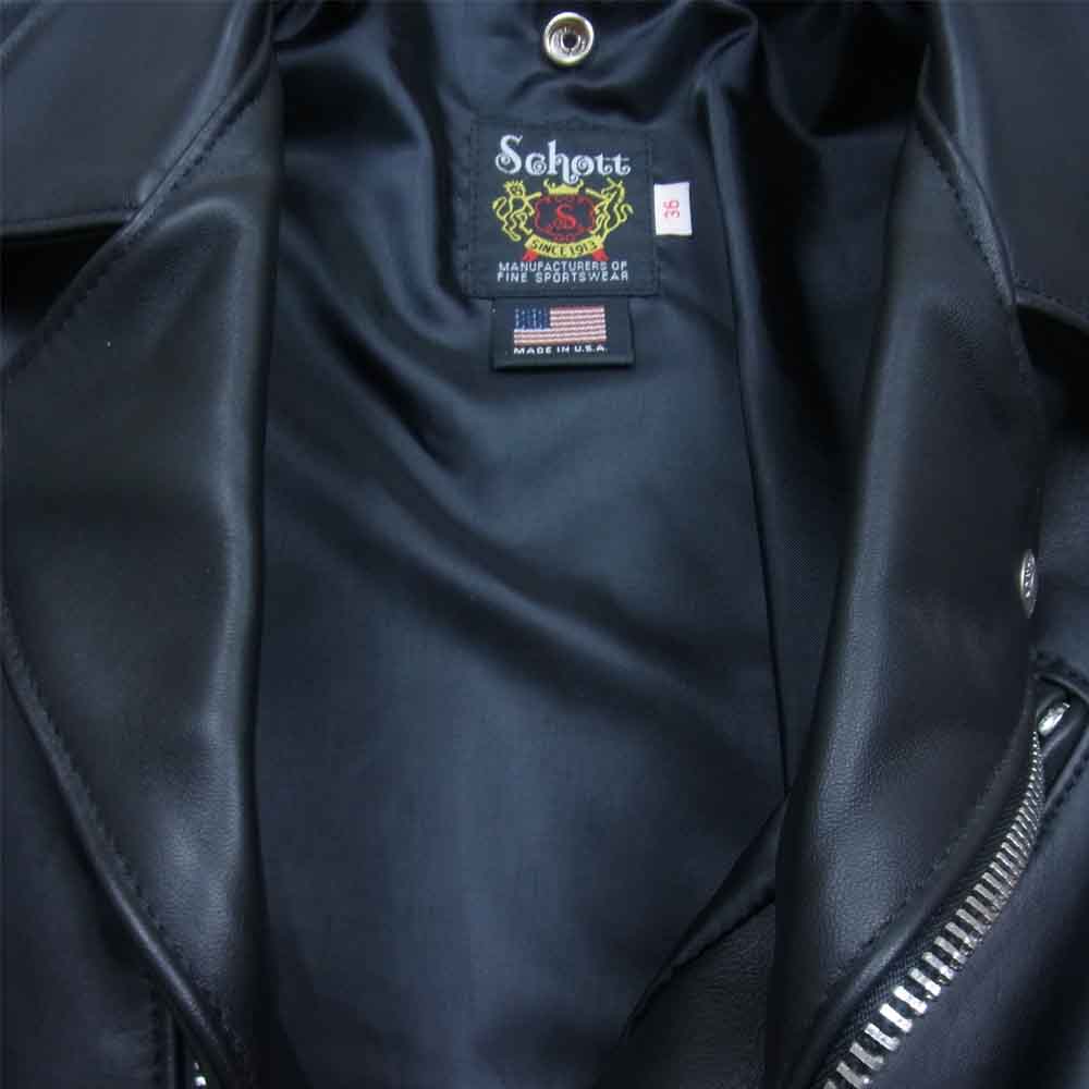 schott ショット 228US LAMB RIDERS JACKET ラム レザー ダブル ライダース ジャケット ブラック系 36【新古品】【未使用】【中古】