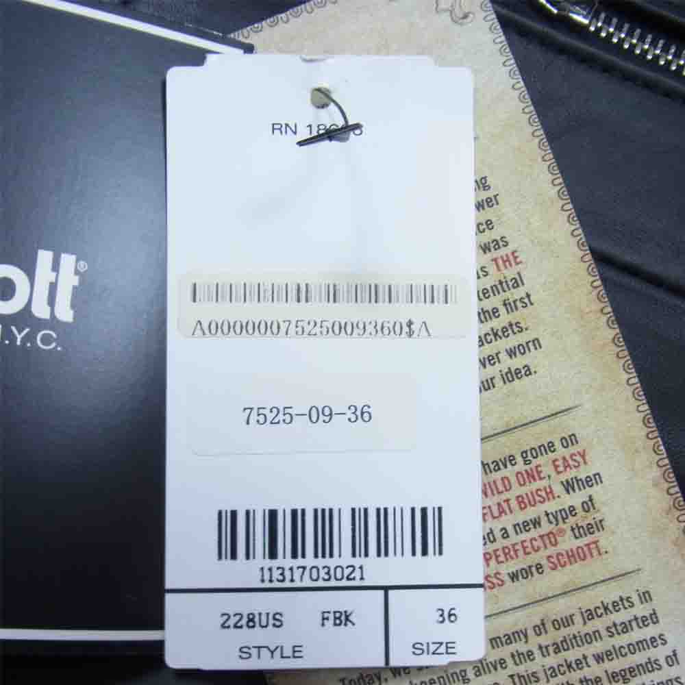 schott ショット 228US LAMB RIDERS JACKET ラム レザー ダブル ライダース ジャケット ブラック系 36【新古品】【未使用】【中古】