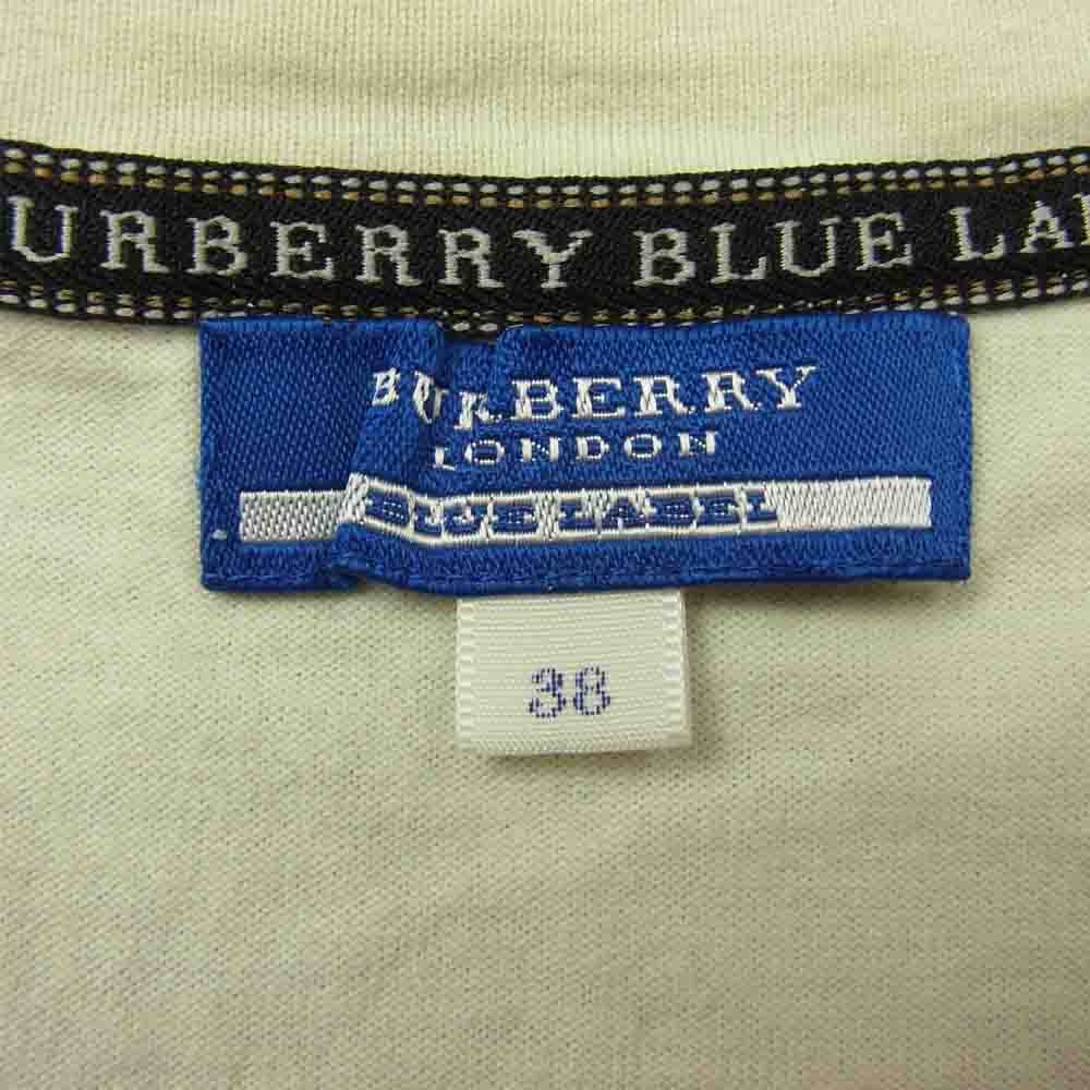 BURBERRY バーバリー ボーダー プリント ワンピース 半袖 ホワイト系 38【美品】【中古】