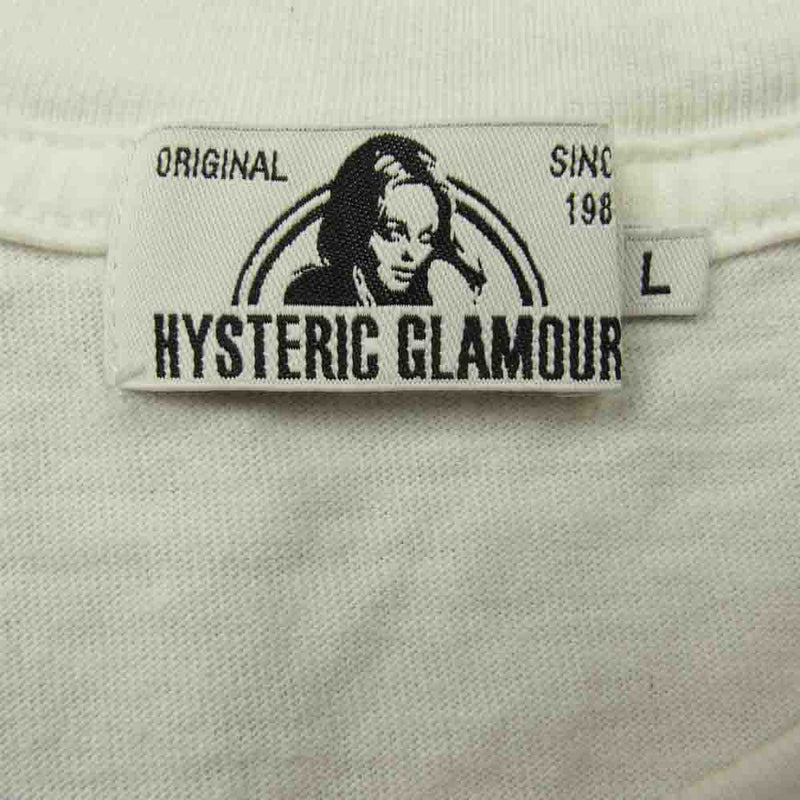 HYSTERIC GLAMOUR ヒステリックグラマー 02212CT04 GUITAR GIRL ギター ガール 刺繍 Tシャツ ホワイト系 L【中古】