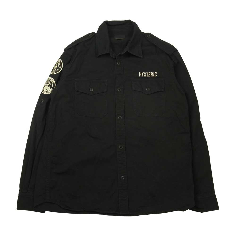 HYSTERIC GLAMOUR ヒステリックグラマー 02201AH17　 ミリタリー ワッペン シャツ ブラック系 L【中古】