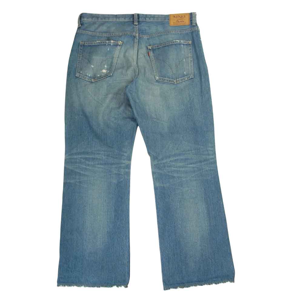 HYSTERIC GLAMOUR ヒステリックグラマー 02201AP17 野口強 別注 FANTASY FUCKS ブーツカット ダメージ デニム パンツ インディゴブルー系 34【中古】