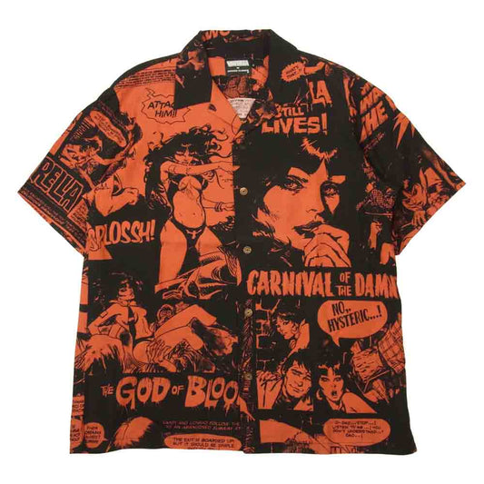 HYSTERIC GLAMOUR ヒステリックグラマー 02211AH14 The Essential Warren Years アロハ シャツ ブラック系 レッド系 L【美品】【中古】