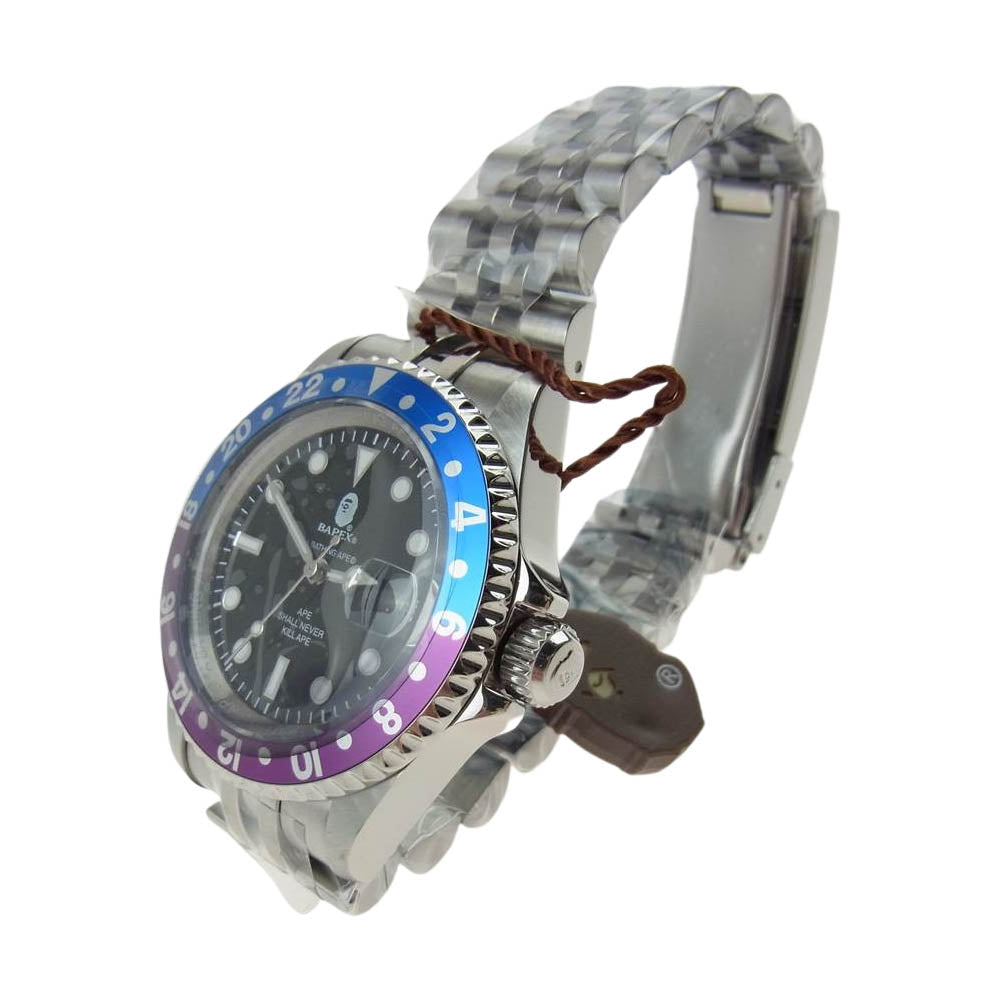 A BATHING APE アベイシングエイプ T002 VINTAGE TYPE 2 BAPEX 時計 シルバー系【新古品】【未使用】【中古】