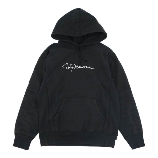 Supreme シュプリーム 18AW Classic Script Hooded Sweatshirt クラシック スクリプト ロゴ フーデッド スウェットシャツ パーカー ブラック系 M【中古】