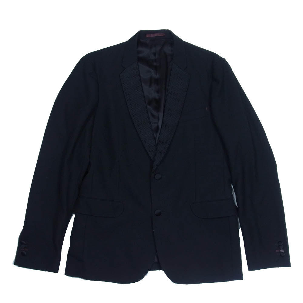 Paul Smith ポール・スミス ダイヤ柄シルク ラペル切替 スモーキング テーラードジャケット ブラック系 XL【中古】