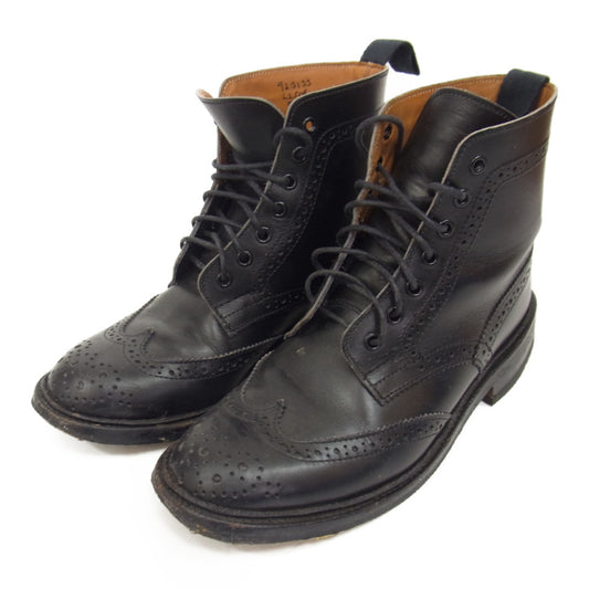 Tricker's トリッカーズ L2508 ウィングチップ カントリー ブーツ ブラック ブラック系 5【中古】
