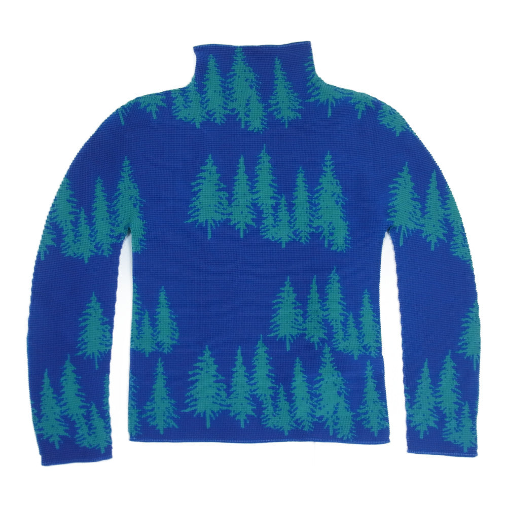 ISSEY MIYAKE イッセイミヤケ MI13FFJ671 me ミー ボックスプリーツ ボトルネック ツリー カットソー 長袖 ブルー系 FREE【美品】【中古】