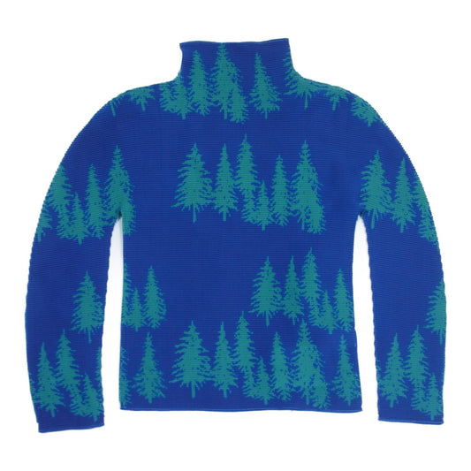 ISSEY MIYAKE イッセイミヤケ MI13FFJ671 me ミー ボックスプリーツ ボトルネック ツリー カットソー 長袖 ブルー系 FREE【美品】【中古】