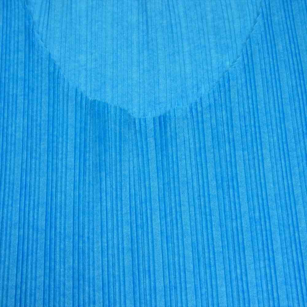 PLEATS PLEASE プリーツプリーズ イッセイミヤケ PP03-FT374 プリーツ加工 幅違いプリーツ ムラ染め柄転写 ノースリーブ ロング カットソー ライトブルー系 3【美品】【中古】