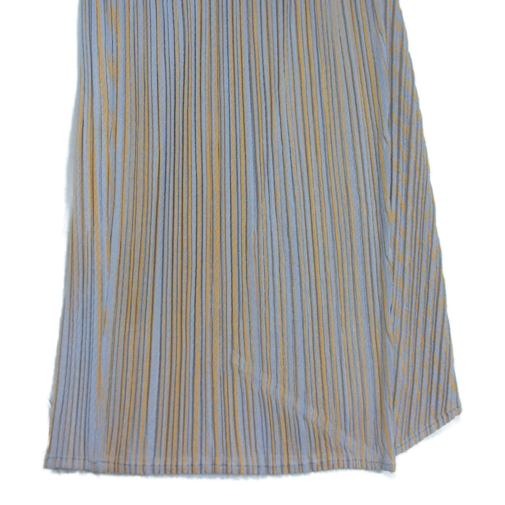 PLEATS PLEASE プリーツプリーズ イッセイミヤケ PP01-JF531 プリーツ加工 ストライプ パンツ グレー×イエロー 1【美品】【中古】