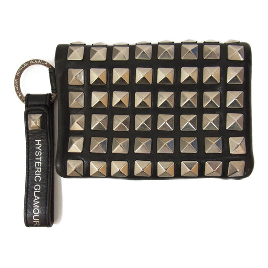 HYSTERIC GLAMOUR ヒステリックグラマー STUDS AND PINS LEATHER スタッズ ピンズ レザー ウォレット ブラック系【中古】