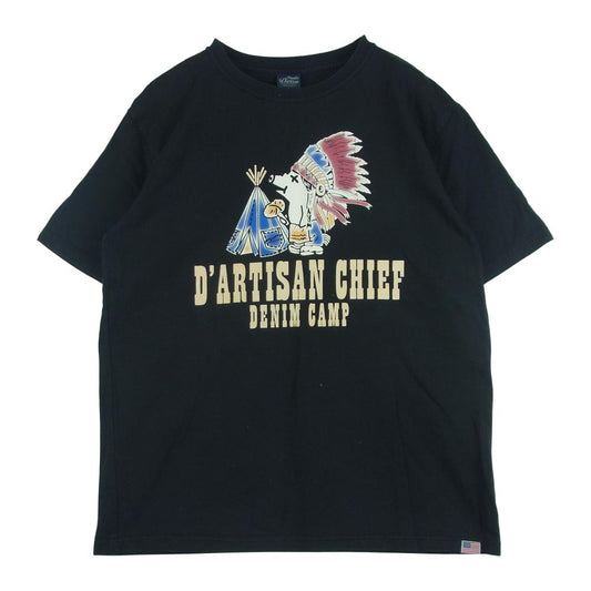 STUDIO D’ARTISAN ステュディオダルチザン DARTSAN CHIEF フロッキー プリント 半袖 Tシャツ ブラック系 L【中古】