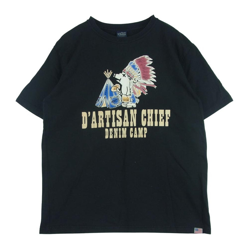 STUDIO D’ARTISAN ステュディオダルチザン DARTSAN CHIEF フロッキー プリント 半袖 Tシャツ ブラック系 L【中古】