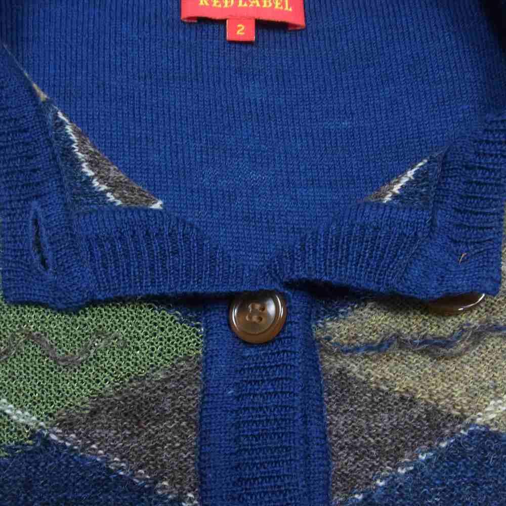 Vivienne Westwood ヴィヴィアンウエストウッド RED LBEL レッドレーベル オーブ刺繍 アーガイル ラウンドネック カーディガン ブルー×ブラウン M【中古】