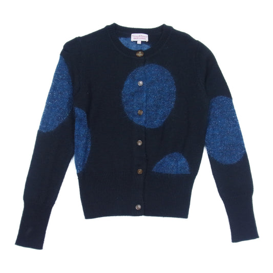 Vivienne Westwood ヴィヴィアンウエストウッド RED LBEL レッドレーベル オーブボタン ドット ラウンドネック カーディガン ブルー×ブラック 2【中古】