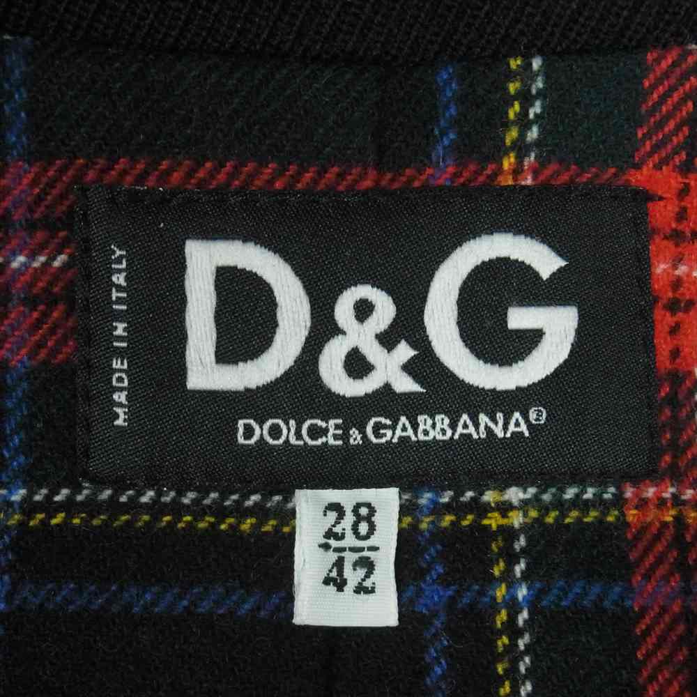 DOLCE&GABBANA ドルチェアンドガッバーナ フード 着脱可能 裏地チェック ベルテッド ロング コート ブラック系 28 / 42【中古】