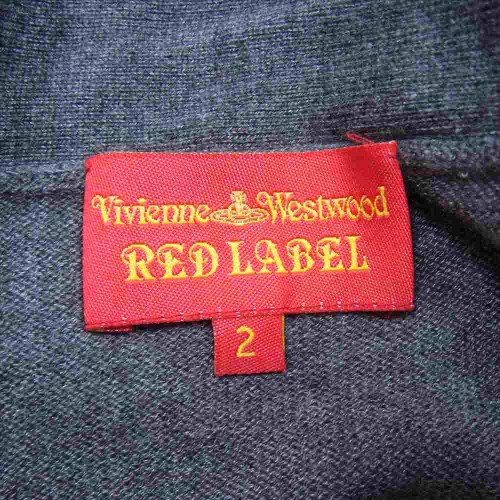 Vivienne Westwood ヴィヴィアンウエストウッド RED LBEL レッドレーベル オーブ 刺繍 ストールカラー リブ ニット ワンピース グレー系 2【中古】