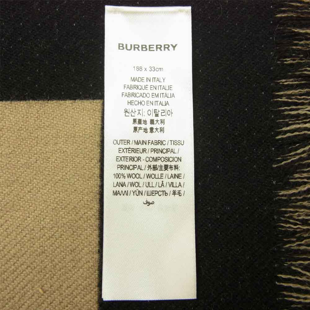 BURBERRY バーバリー 8035525 ロゴ ウール ジャカードスカーフ マフラー ブラック系 ベージュ系 188×33㎝【中古】