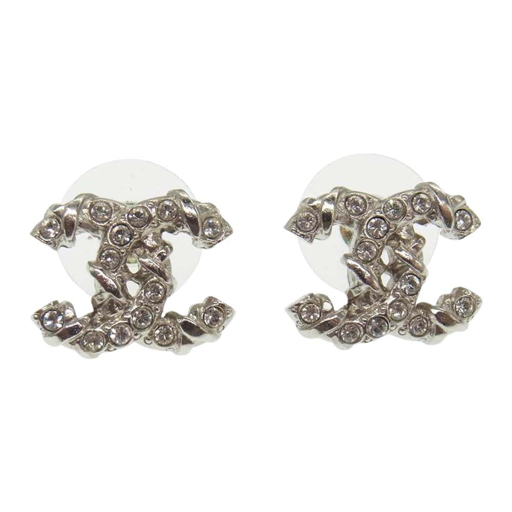 CHANEL シャネル ラインストーン ココマーク ピアス F21B シルバー系【中古】