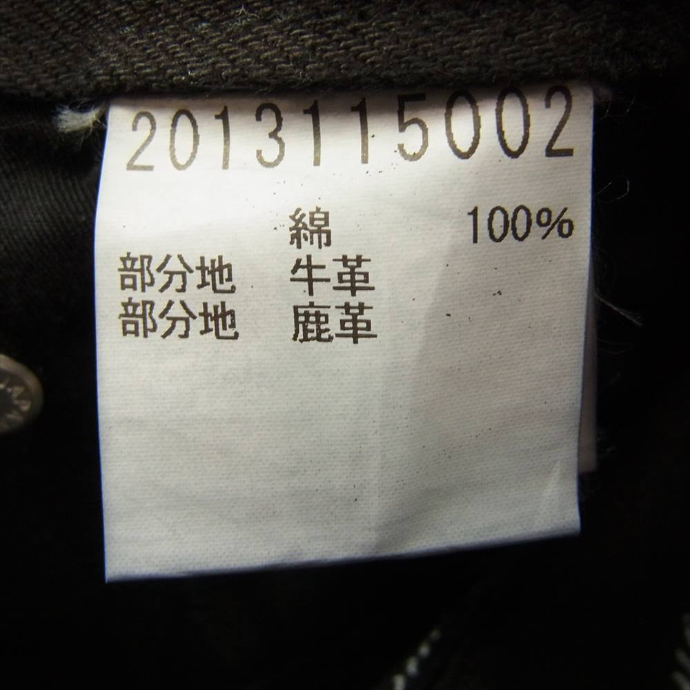 ブラックライン KOJI OKAMOTO レザー リペア クラッシュ加工 コーティング ブラック デニム パンツ ブラック系 48【新古品】【未使用】【中古】