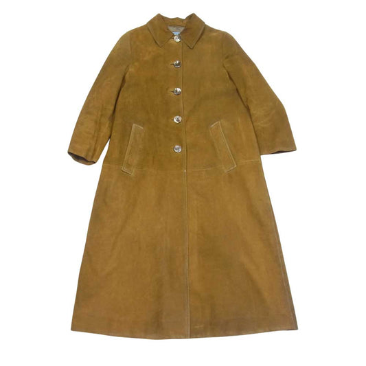 PRADA プラダ 国内正規品 ラムレザー ロング コート イタリア製 ブラウン系 38【中古】