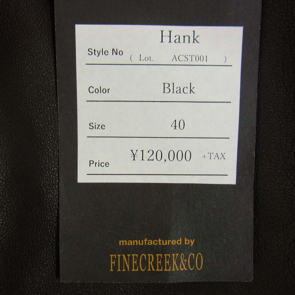 ファインクリーク＆コー ACST001 ハンク シープ スキン レザーシャツ  ブラック系 40【新古品】【未使用】【中古】