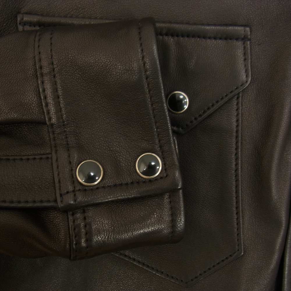 ファインクリーク＆コー ACST001 ハンク シープ スキン レザーシャツ  ブラック系 40【新古品】【未使用】【中古】