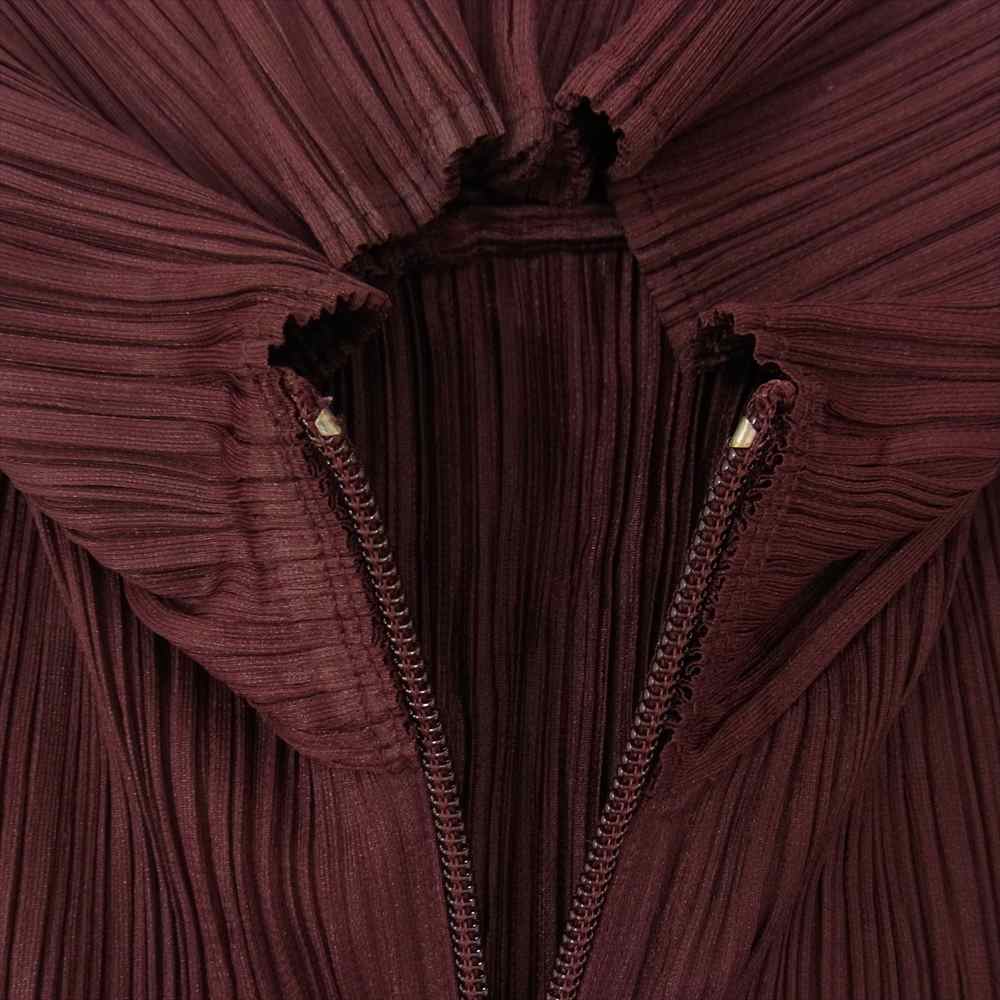 PLEATS PLEASE プリーツプリーズ イッセイミヤケ PP93-JE152 プリーツ加工 ノースリーブ ジップ パーカー エンジ系 3【美品】【中古】