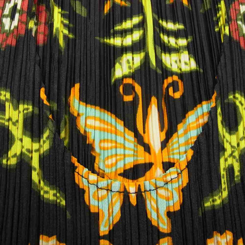 PLEATS PLEASE プリーツプリーズ イッセイミヤケ PP92-JK023 プリーツ加工 バタフライ 総柄 ノースリーブ カットソー ブラック系 3【美品】【中古】