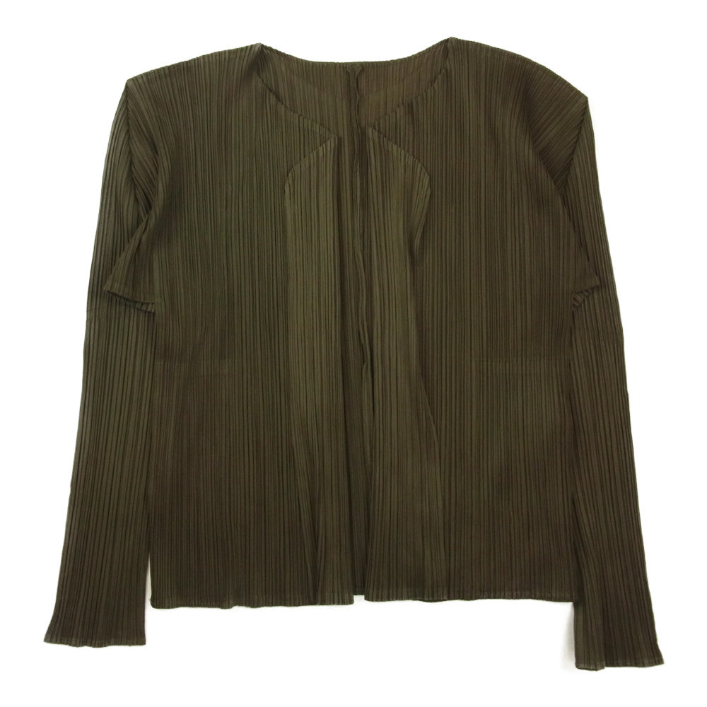 PLEATS PLEASE プリーツプリーズ イッセイミヤケ PP43-JD623 プリーツ加工 カーディガン カーキ カーキ系 3【美品】【中古】