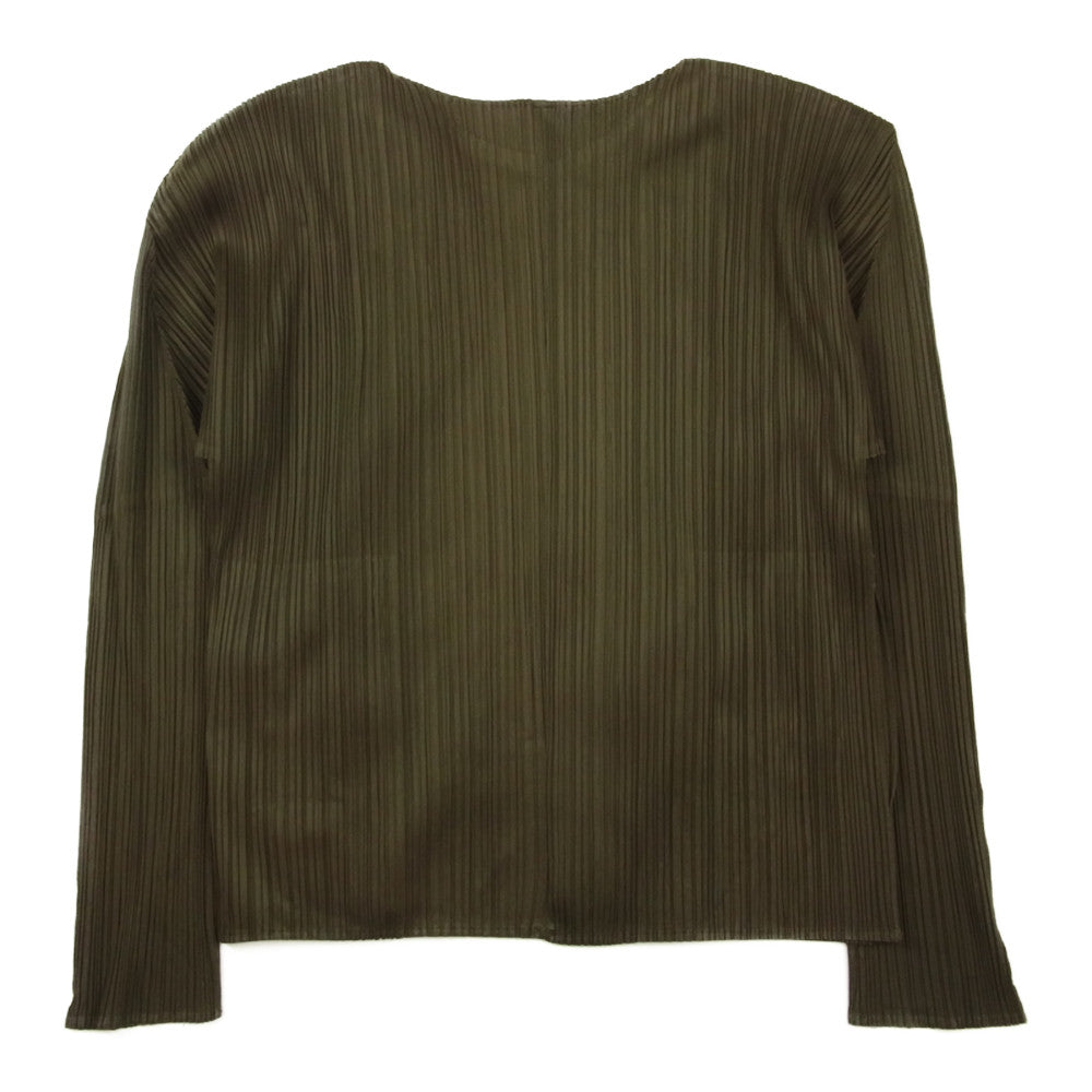 PLEATS PLEASE プリーツプリーズ イッセイミヤケ PP43-JD623 プリーツ加工 カーディガン カーキ カーキ系 3【美品】【中古】