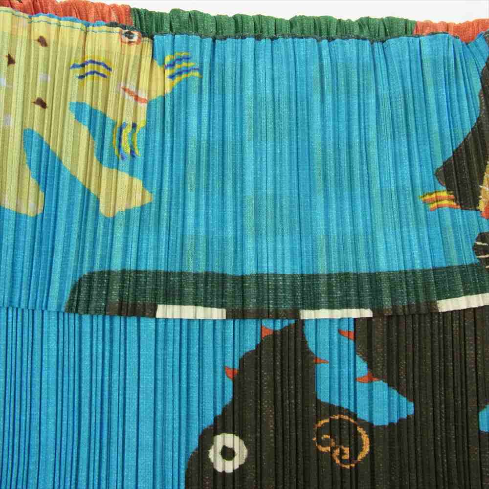 PLEATS PLEASE プリーツプリーズ イッセイミヤケ PP94-JK532 プリーツ加工 総柄 オフショルダー ブルー マルチカラー系 3【美品】【中古】