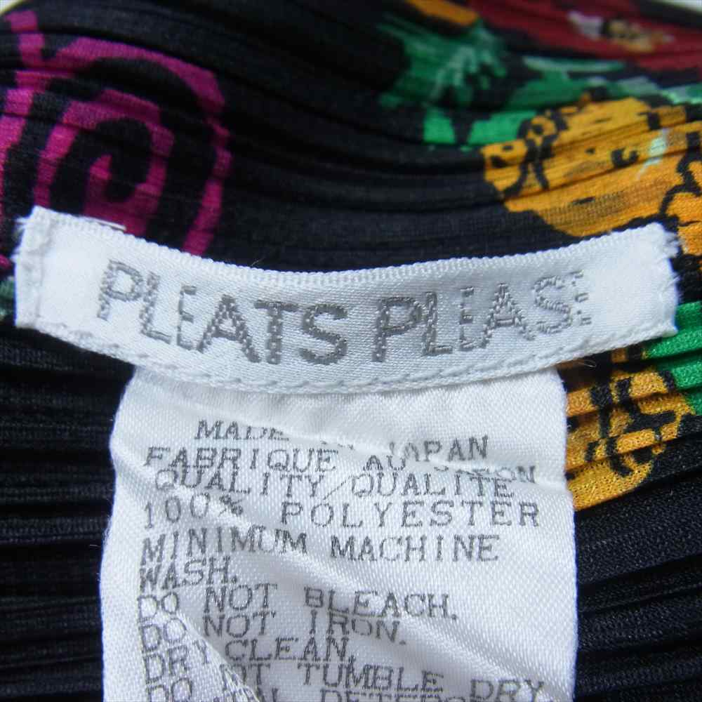 PLEATS PLEASE プリーツプリーズ イッセイミヤケ PP81-JE550 プリーツ加工 チャイナ 中国 総柄 ノースリーブブラウス ベスト ブラック系 3【美品】【中古】