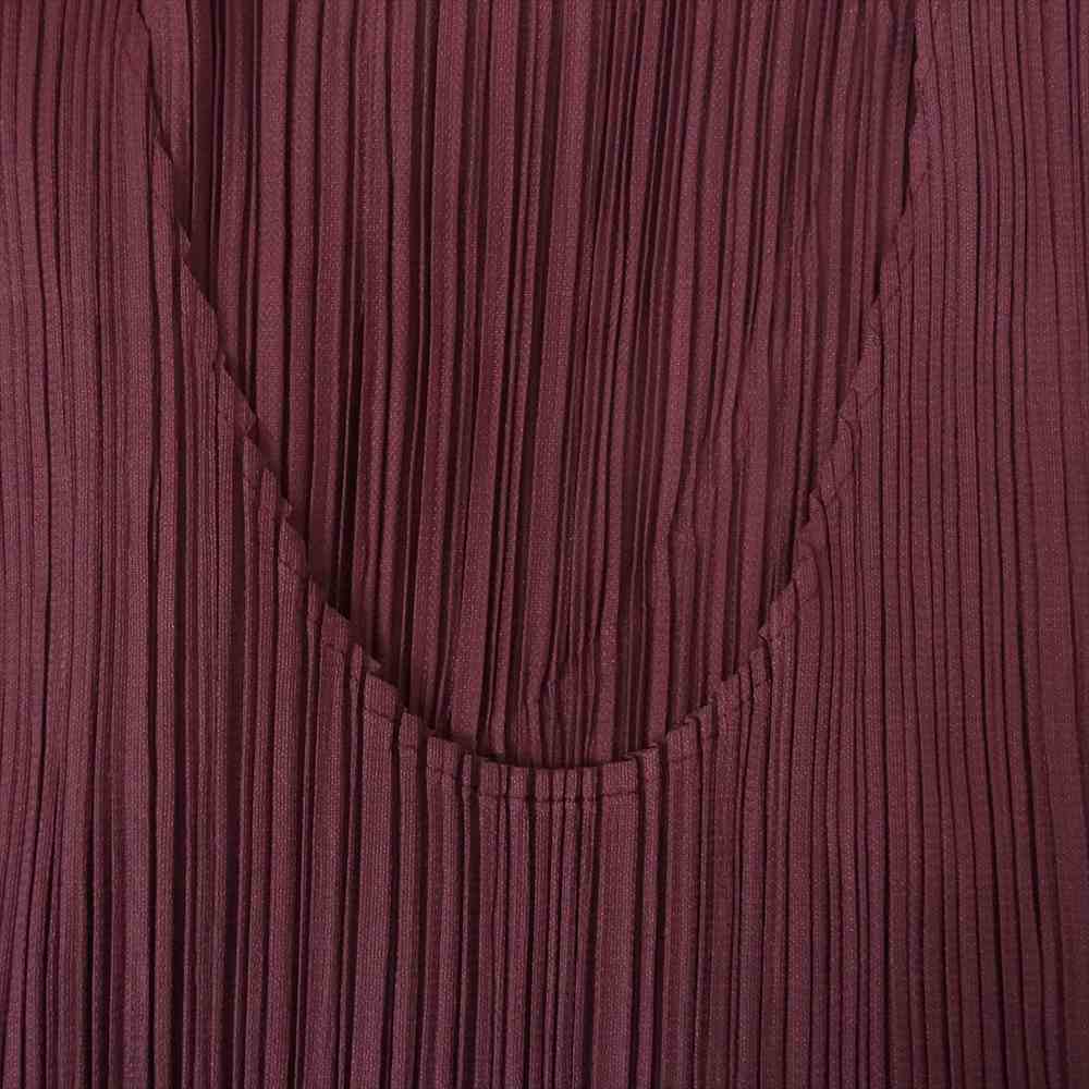 PLEATS PLEASE プリーツプリーズ イッセイミヤケ PP53-JH416 プリーツ加工 ノースリーブ スリット ロング ワンピース　ワインレッド パープル系 2【美品】【中古】