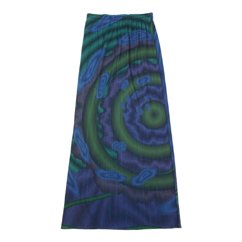 PLEATS PLEASE プリーツプリーズ イッセイミヤケ PP54-JG213 プリーツ加工 転写 プリント 総柄 ロング スカート マルチカラー系 2【美品】【中古】