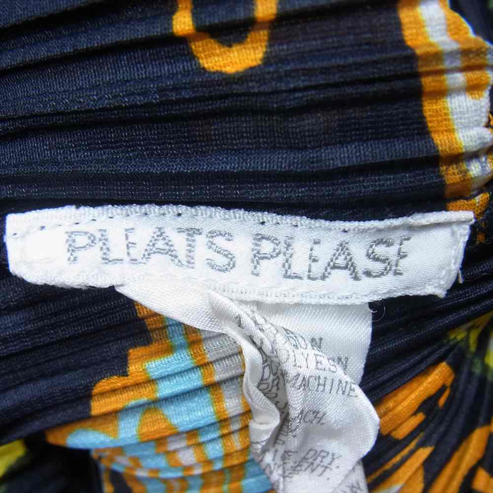PLEATS PLEASE プリーツプリーズ イッセイミヤケ PP92-JK025 プリーツ加工 バタフライ 総柄 シャツ ブラウス 長袖 ダークネイビー系 3【美品】【中古】
