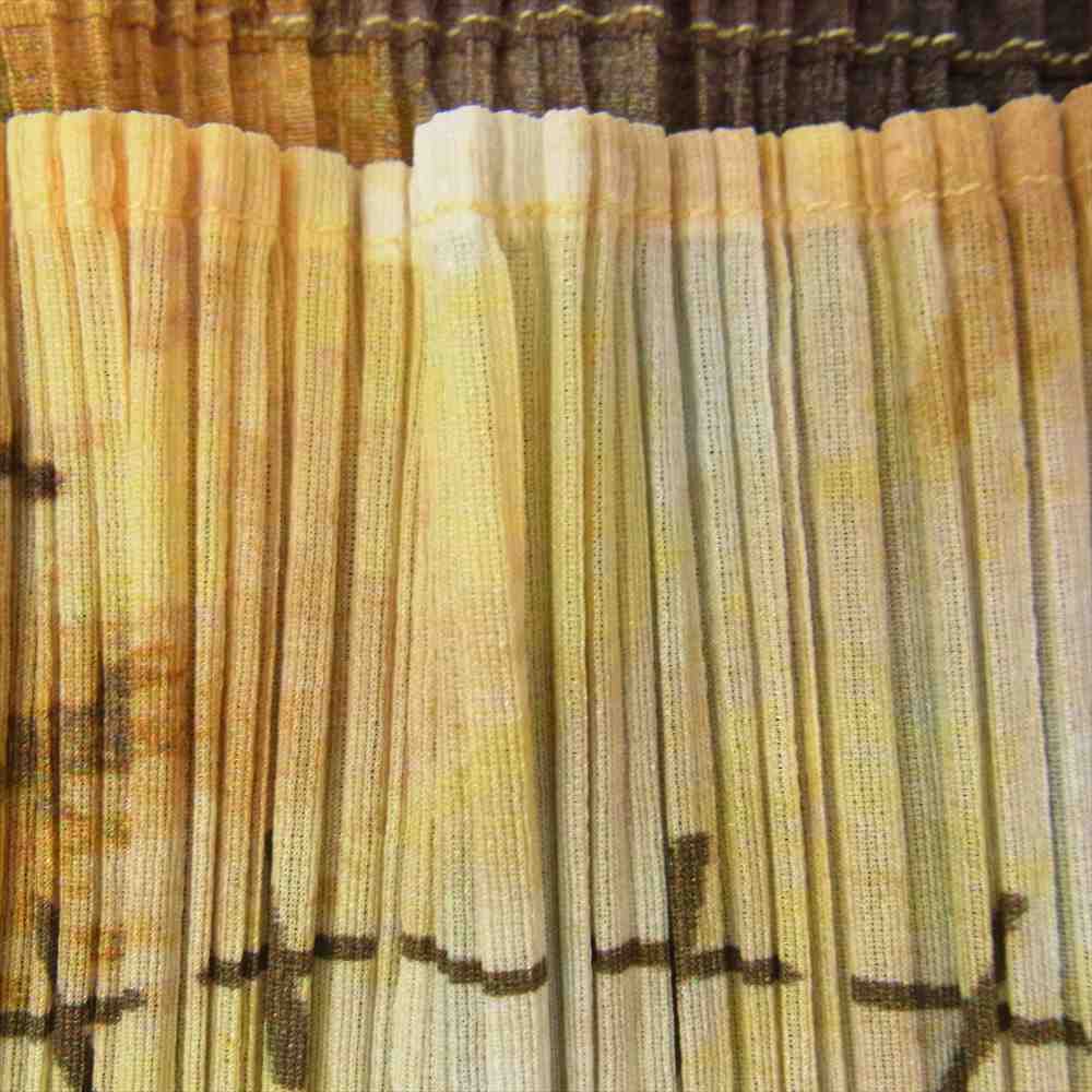 PLEATS PLEASE プリーツプリーズ イッセイミヤケ PP92-JK085 プリーツ加工 総柄 ボトルネック カットソー 半袖 イエロー イエロー系 3【美品】【中古】