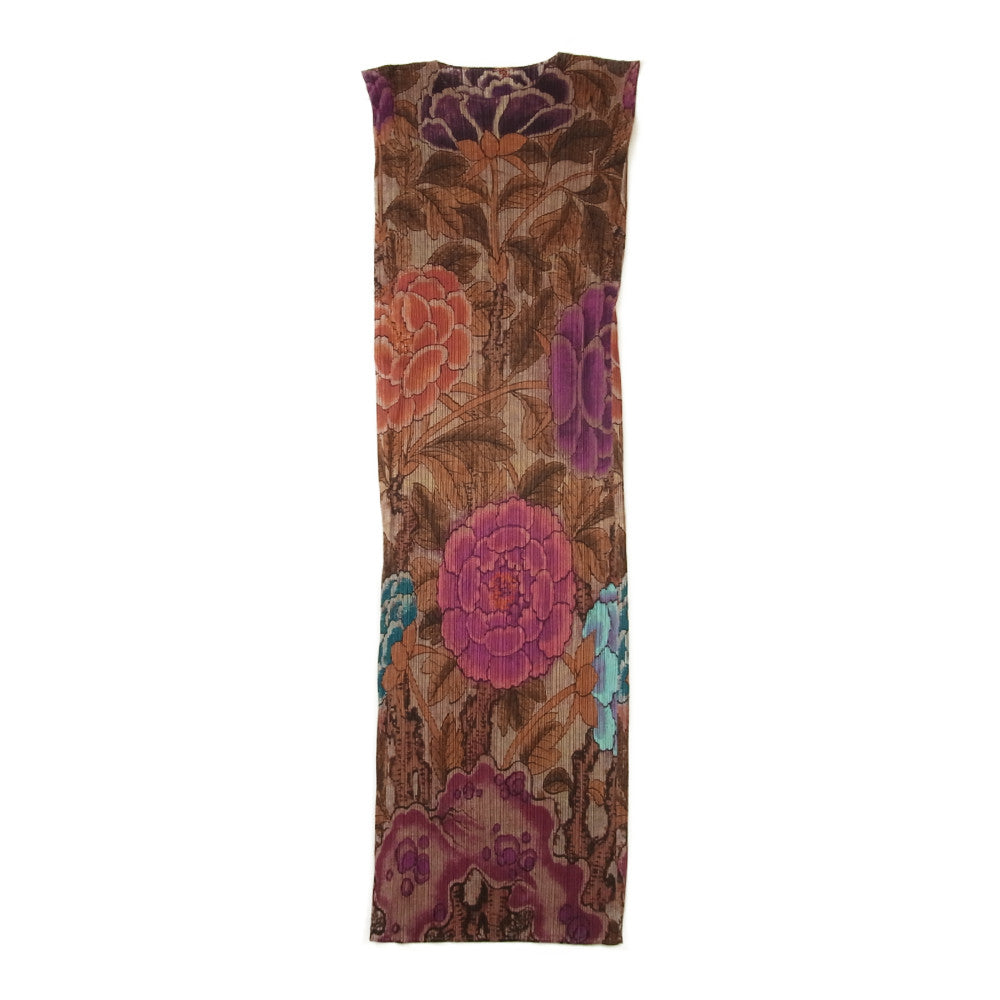 PLEATS PLEASE プリーツプリーズ イッセイミヤケ PP84-JH777 プリーツ加工 花柄 フラワー 総柄 フレンチスリーブ ワンピース  マルチカラー系 3【美品】【中古】